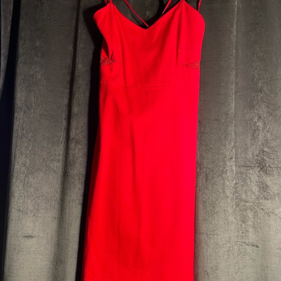 Red express dress. Size 10. Lace and peephole - Picture 1 of 3